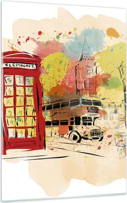Produktbild von Bilder auf glas - Einteilig - London Bus - 50x70cm - Glasbilder - Wandbilder - Bilder - Kunstdruck - zum Aufhängen bereit - Wanddekoration aus Glas - Glas Bilder - Wandbild auf Glas - GPA50x70-3920