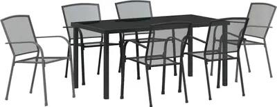 Produktbild von vidaXL Garten Essgruppe 7 pcs Anthrazit Pulverbeschichteter Stahl