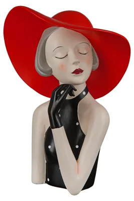 Immagine prodotto di Gilde Figur, Frau, "Lady mit rotem Hut", gepunktet, Kunstharz, rot, schwarz, VE 1, L. 14 cm, B. 20 cm, H. 27 cm 37194 4063387371947