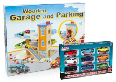 Produktbild von Bayagu Holzparkhaus für Kinder mit Metallautos Aufzug und Rampen