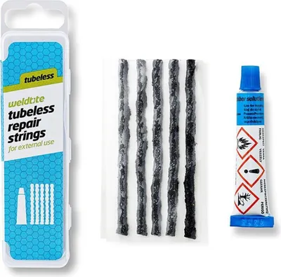 Obrázek produktu pro Opravné šňůry Weldtite Tubeless pro bezdušové pláště - sada 5 ks + lepidlo
