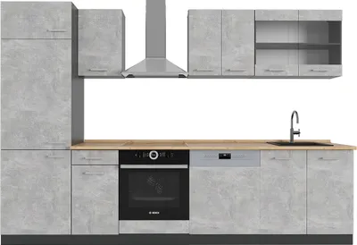 Produktbild von Küchenzeile Vicco R-Line Beton/Anthrazit 300 cm ohne Arbeitsplatte, Model 53828