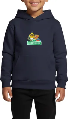 Produktbild von Spreadshirt Sesamstraße Schild Ernie und Bert Kinder Premium Hoodie, 98/104 (2 Jahre), Navy