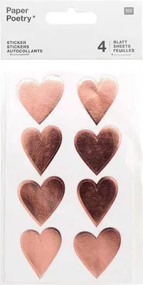 Produktbild von 4 Blätter mit rosa goldenen Herzaufklebern