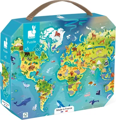 Immagine prodotto di Janod The World Puzzle 100 Pezzi Multicolore Multicolore Taglia unica