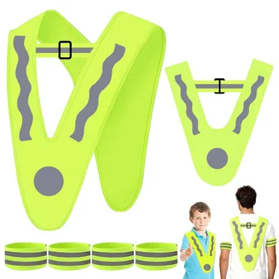 Produktbild von Warnweste 2er-Set für Kinder und Erwachsene mit 4 Reflektorband, waschbar