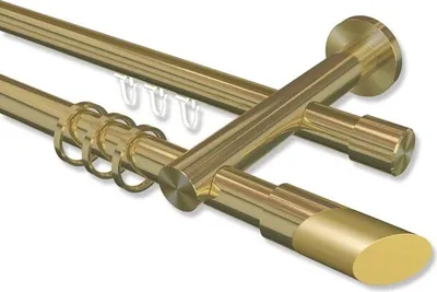Produktbild von Interdeco Rundrohr-Innenlaufstange, Gardinenstange (Kombination) Messing-Optik Modell Platon Verano, 20 mm Ø 2-läufig, 440 cm (geteilt)