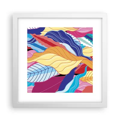 Produktbild von Gerahmtes Poster - Weißer Rahmen - Muster Blätter bunt - 30x30 cm - Wand Bild - Wanddeko - Wandbilder - Kunstposter - Wandposter - Bilderrahmen - Bilder - Kunstdruck - Wandbild - P2WAC30x30-4269
