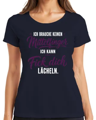 Immagine prodotto di Maglietta da donna, taglia M, blu navy, con scritta sarcastica: "Non ho bisogno di gesti volgari. Vaffanculo."