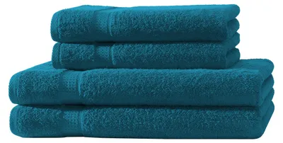 Produktbild von 4er Set Frottee 2x Handtücher 2x Duschtücher Elegance 100% Baumwolle 500 gsm 50x100 cm 70x140 cm petrol