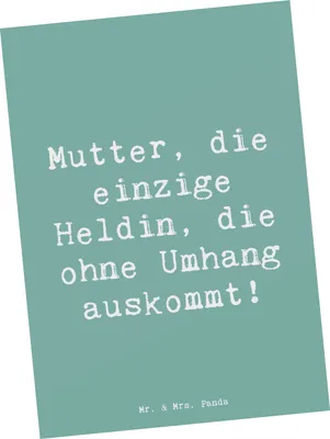 Produktbild von Mr. & Mrs. Panda Postkarte Spruch Heldin Mutter - Meeresbrise - Geschenk, Grußkarte, Familienmitglieder, Ansichtskarten, Mutterliebe, Jubiläen, Freude, bildkarte, Familie