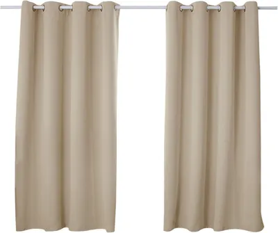 Image de Rideaux thermiques occultants, lot de 2, couleur sable, 135 x 245 cm