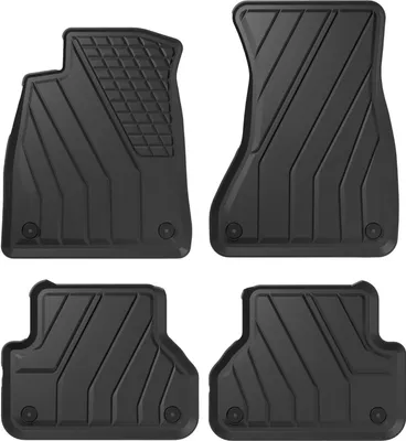 Image de 3D Eco Tapis De Sol En De Matériaux Recyclés Pour Audi A4 B9 2015-2024 4pcs, Bord Haut, Inodore, Noir, Antidérapant, Toutes Saisons