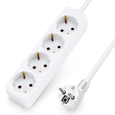 Produktbild von Aigostar Steckdosenleiste 4-Fach Tischsteckdose Kindersicherung 3m Kabel, Weiß
