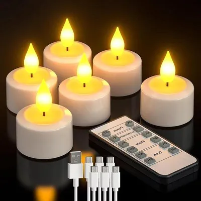 Obrázok produktu pre Sada nabíjateľných LED sviečok s časovačom a diaľkovým ovládaním
