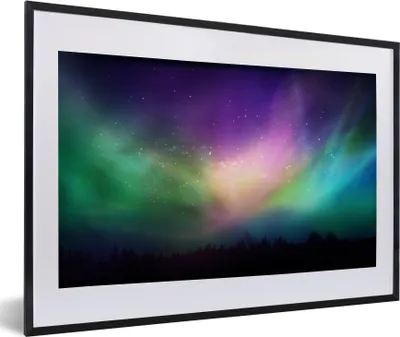Produktbild von MuchoWow® MuchoWow® Gerahmtes Poster Nordlichter - Himmel - Nacht 60x40 cm - Poster mit zchwarzem Bilderrahmen - Schlafzimmer - Plakat in Rahmen - Drucken