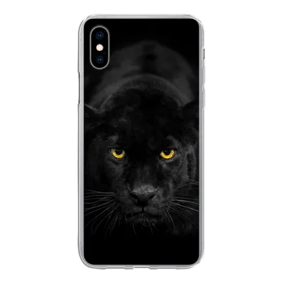 Produktbild von MuchoWow® Handyhülle Schutzhülle Hülle für iPhone Xs Leopard - Augen - Schwarz Silikon Softcase Handy Hülle - Handytasche