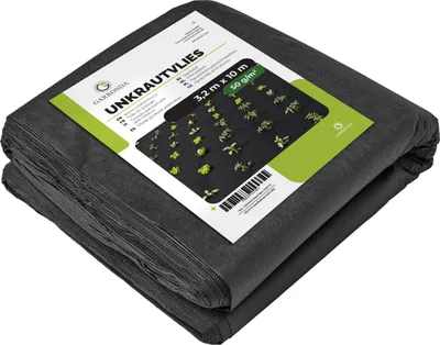 Image de Garronda Toile anti-mauvaises herbes 50 g/m² Noir 3,2 m x 10 m Perméable à l'eau Résistante aux UV Couverture de sol pour parterres et allées GD-0176