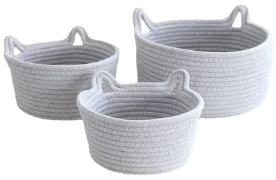 Image de Solidchoice - Panier de rangement en coton avec oreilles de chat