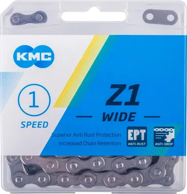 Image de KMC Z1 Wide Chaîne longue de vélo 1/2"-1/8" 128 maillons 1V EPT inoxydable