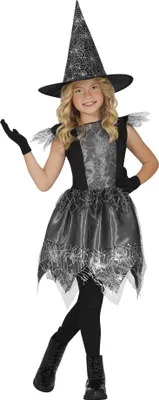 Produktbild von Fiestas Guirca - Spinnennetz Hexe-Kostüm für Kinder Set FG1140 (128-134) (Silber)