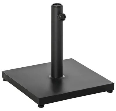 Image de Pied de parasol - Socle - 13 kg - Pour Ø 35/38/48 mm - Verrouillage par bouton-poussoir - 40 x 40 x 43 cm - Noir