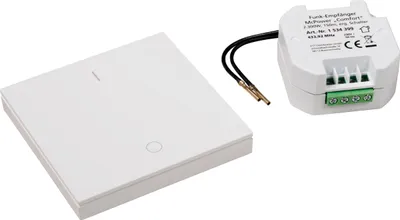 Produktbild von Funk-Schalter Set McPower "Comfort" Empfänger + Wandtaster, max. 2300W Schalterergänzung