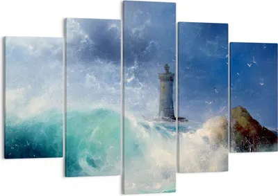 Produktbild von Bild auf Leinwand - Leinwandbild - Leuchtturm Meer - 150x100cm - Wand Bild - Wanddeko - Wandbilder - Leinwanddruck - Bilder - Kunstdruck - Wanddekoration - Leinwand bilder - Wandkunst - EA150x100-3576
