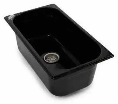 Produktbild von Edelstahl Spülbecken Camping Spüle Waschbecken + Ablauf 325 x 176 x 150 mm Schwarz