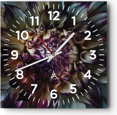 Produktbild von Wanduhr - Quadrat - Glasuhr - Blätter Agave Blume - 40x40cm - Schleichendes Uhrwerk - Lautlos - zum Aufhängen bereit - Dekoration Modern - Wanddekoration aus Glas - C4AC40x40-5122