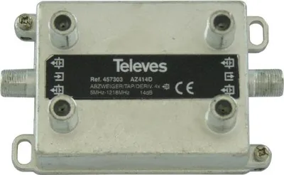 Immagine prodotto di TELEVES Abzweiger 4-fach für BK-Netze (DOCSIS 3.1) 5-1218MHz AD:14dB AZ414D