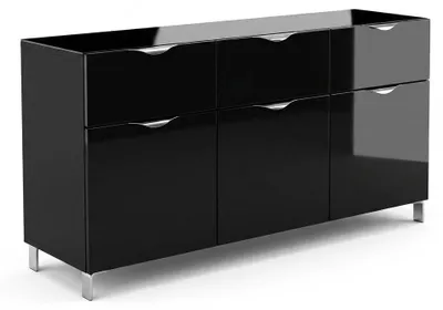 Produktbild von Sideboard in Schwarz Hochglanz - 150 cm Breite - Modernes Wohnzimmer Möbel MDF
