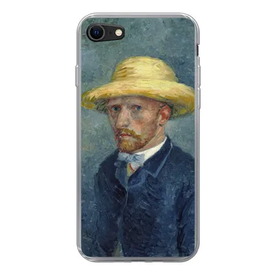 Produktbild von MuchoWow® Handyhülle Schutzhülle Hülle für iPhone 7 Selbstbildnis mit Hut - Vincent van Gogh Silikon Softcase Handy Hülle - Kartenhalter