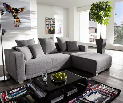 Produktbild von Ecksofa L Form Sofa Couch Polster Sofas Wohnlandschaft Stoffsofa Hocker Couchen