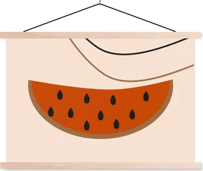 Produktbild von MuchoWow® Textilposter Sommer - Wassermelone - Rosa 120x80 cm mit holzfarbenen Rahmen - Aufhängeset
