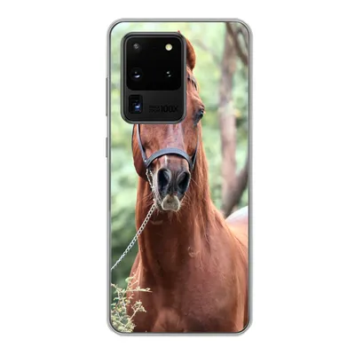 Produktbild von MuchoWow® Handyhülle Schutzhülle Hülle für Samsung Galaxy S20 Ultra Pferd - Wald - Halfter Silikon Softcase Handy Hülle - Karteninhaber