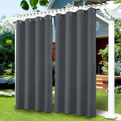 Obrázok produktu pre Vonkajšia záclona 132x275 cm, tmavosivá, vodotesná, zatmievacia, pre verandu