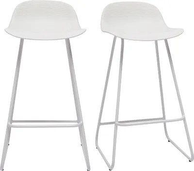 Produktbild von Miliboo - Design-Barhocker weiß H65 cm (2er-Satz) ELLA