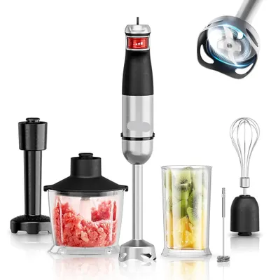 Produktbild von Stabmixer - 6-in-1 - 1200W - Handmixer - Elektrisch - Edelstahlmesser - Aufsätze zum Verrühren
