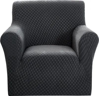 Produktbild von Topchances Stretch Sofabezug Elastische Jacquard Sofahusse mit Armlehnen für 1-Sitzer Couch, Dunkelgrau