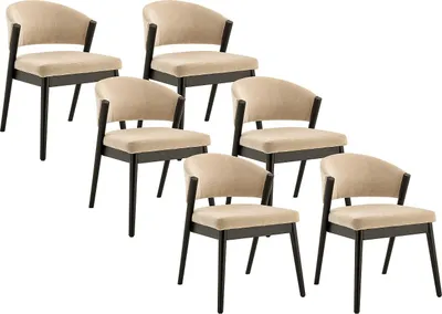 Produktbild von Satz von 6 Stühlen aus Stoff und Ebenholz - Beige - ZELVYN
