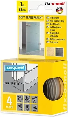 Zdjęcie produktu dla fix-o-moll uszczelka do drzwi miękka samoprzylepna przezroczysta 1 m x 32 mm