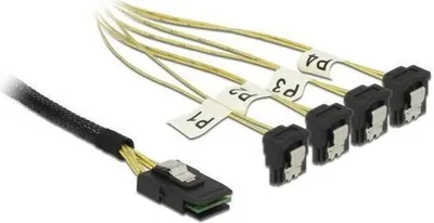 Produktbild von DeLOCK 85687, 1 m, 1 x Mini SAS SFF-8087, 4 x SATA 7 pin, Männlich, Männlich, Gerade