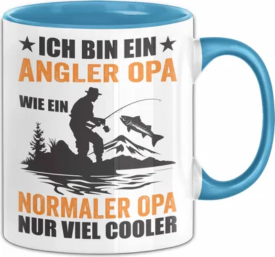 Produktbild von Angler Opa Tasse Geschenk Wie Ein Normaler Opa Geschenkidee Großvater Angeln Becher (Blau)