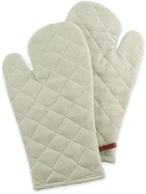 Produktbild von Unyqoos® CH&F Richmond Celadon Ofenhandschuhe – 2er-Set, grün, 18×33 cm, hitzebeständig bis 250 °C, 210 g/m² Textil, ergonomisch mit Aufhängeöse