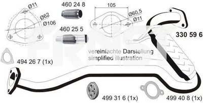 Produktbild von ERNST Abgasrohr Auspuffrohr für FORD TRANSIT MK-5 Bus (E) Vorne 330596