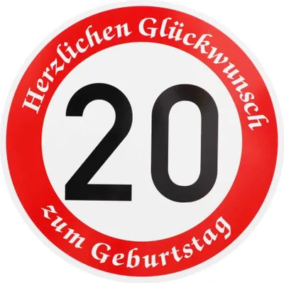 Produktbild von ORIGINAL VERKEHRSSCHILD  20  MIT GEBURTSTAGSTEXT als Sonderschriftzug Geburtstagsgeschenk Verkehrszeichen Schild Geburtstagsschild Straßenschild Geschenkidee Schilder Verkehrsschilder Straßenschilder
