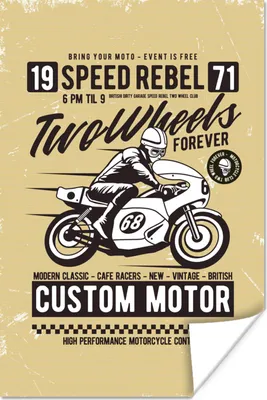 Produktbild von MuchoWow® Poster Motorrad - Briefe - Jahrgang 120x180 cm - Kunstposter
