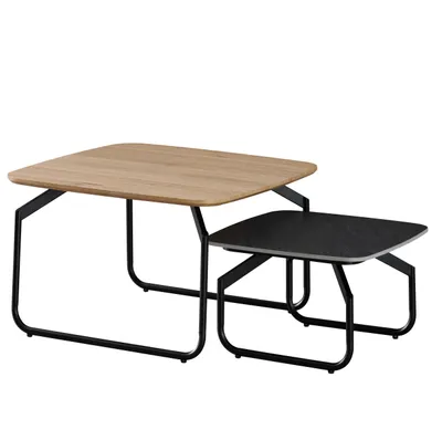 Obrázok produktu pre Sada 2 kusov konferenčných stolíkov CasaDolce LOZENA, dub + čierna, 70 x 70 x 42 a 50 x 50 x 30 cm