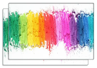 Produktbild von Wallario Frühstücksbrettchen 2er Set aus Glas, je 20 x 30 cm, mit rutschfesten Füßen, Motiv Regenbogenstreifen auf weißem Hintergrund - Bunter Anstrich